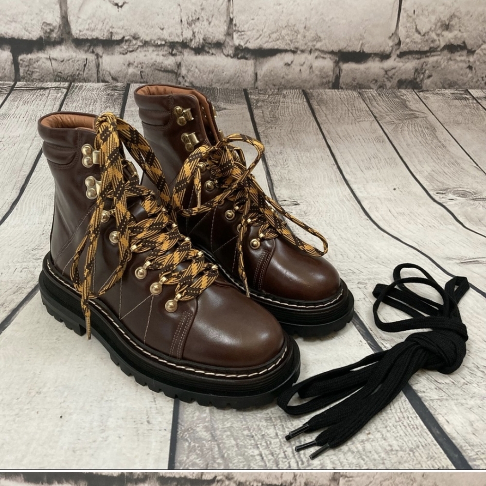 SANDRO Elton Ankle Marron Lace Up Combat Boots 9.5